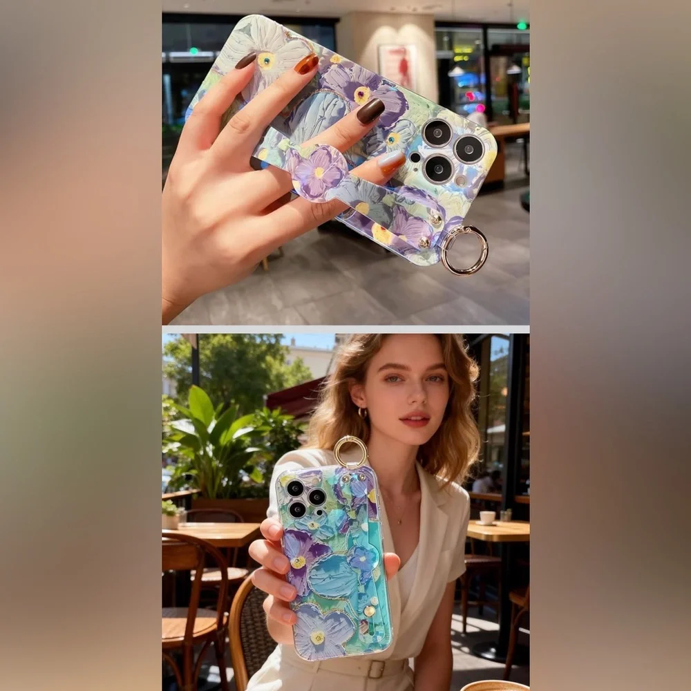 iPhone 13 Pro SET OF 2 Pastel Floral and Heart Design Phone Case